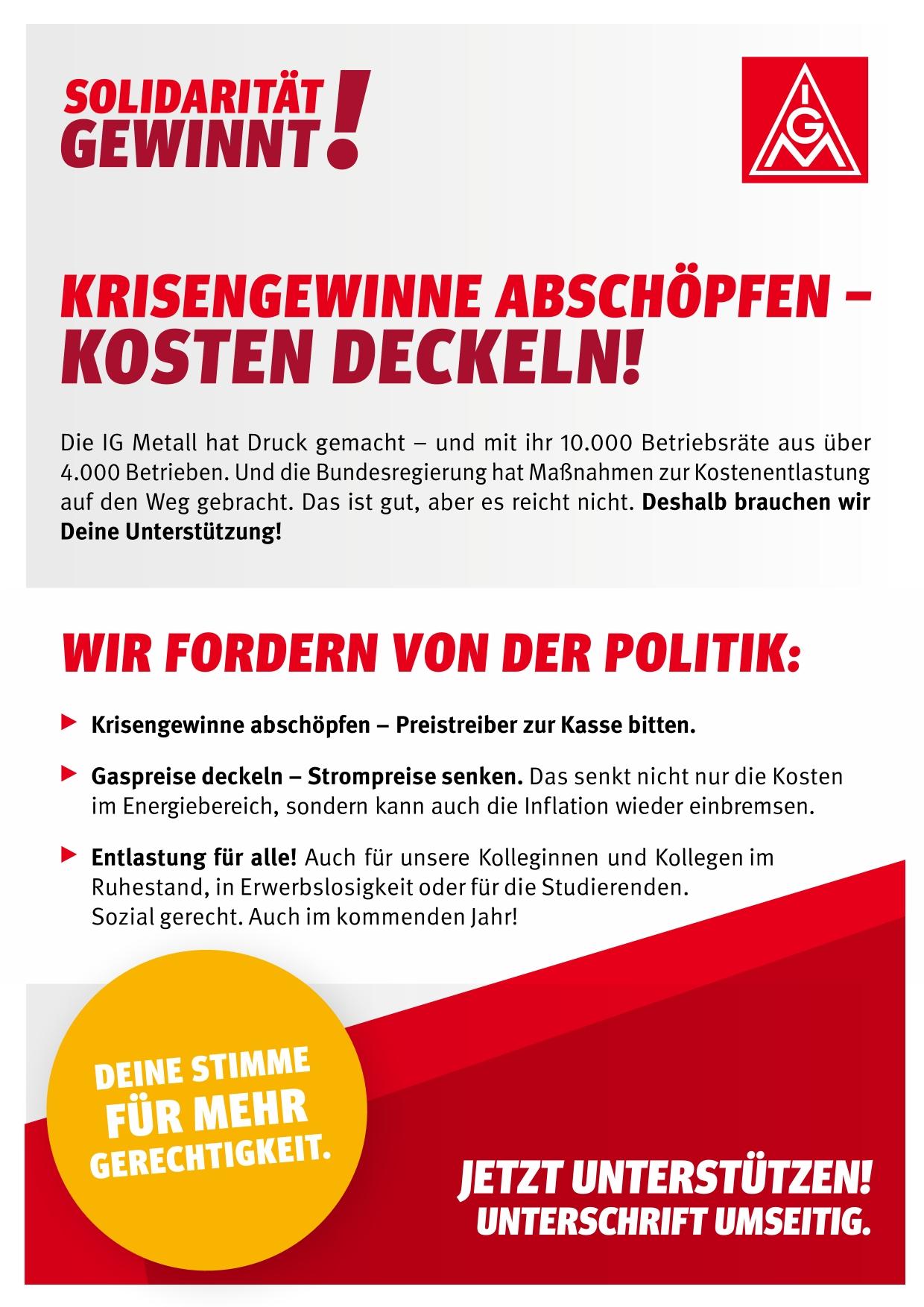 Unterschriftenliste zur Kampagne