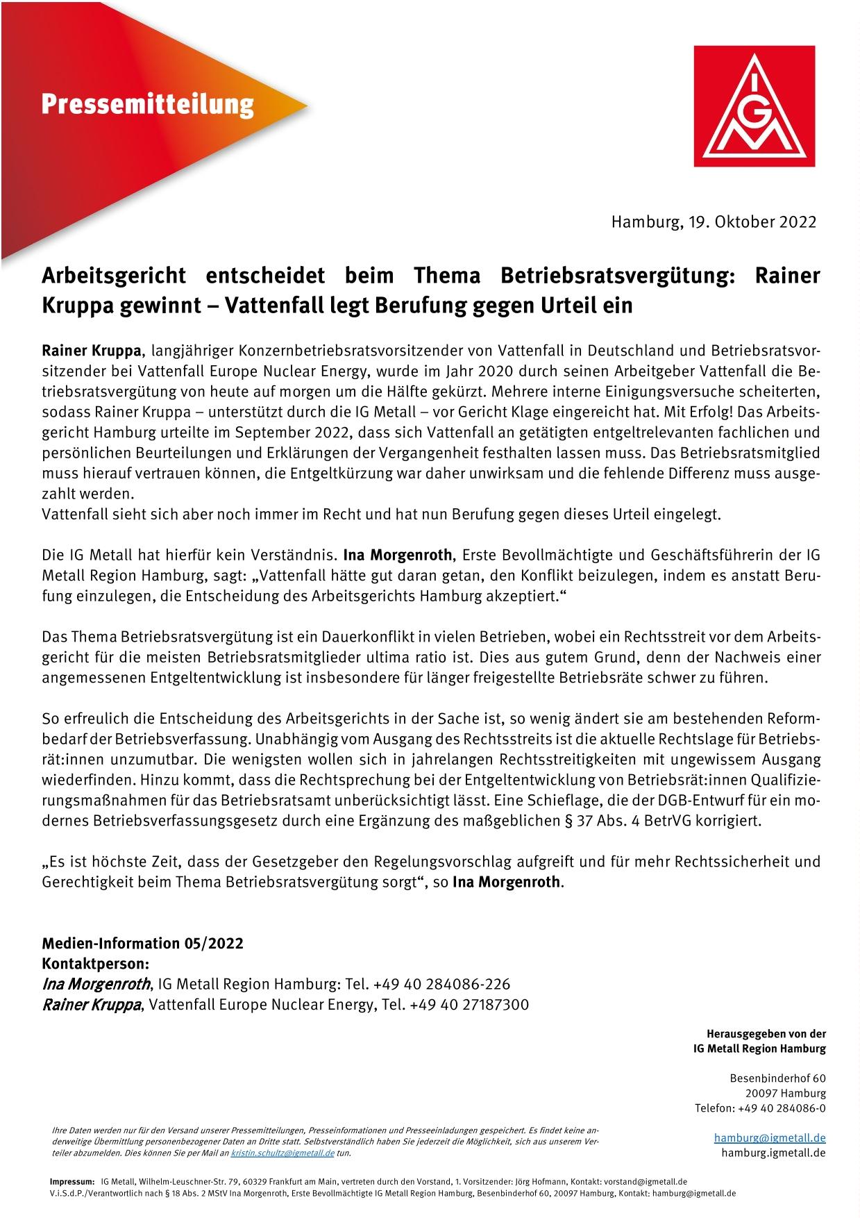 Pressemitteilung 05/2022